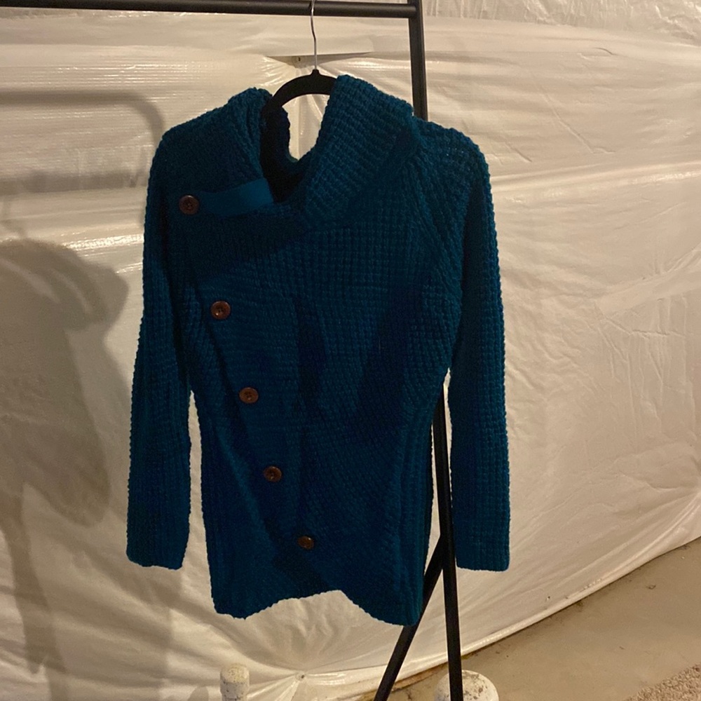Teal cowl neck sweater